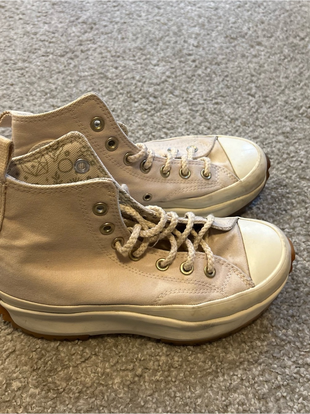 Converse Run Star Hike Platform Shoes Sz 7.5 Cream Sneakers Women